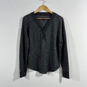 GAP 90s Grunge Granola Preppy Henley Top Knit Womens Medium Minimalist Neutral